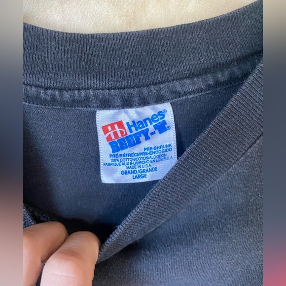 Vintage 1993 Rhemawear Black Graphic Unisex Tee Heaven Yes Hell No! Religious - Picture 4 of 5